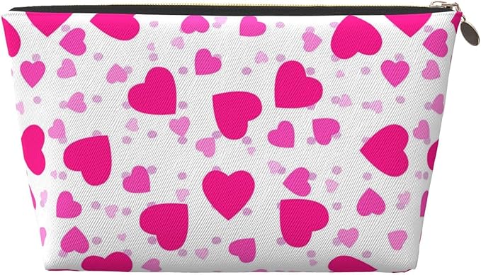 Cute Valentine's Day Hearts Makeup Bag Zipper Pouch Travel Portable Cosmetic Bag Organizer for Women