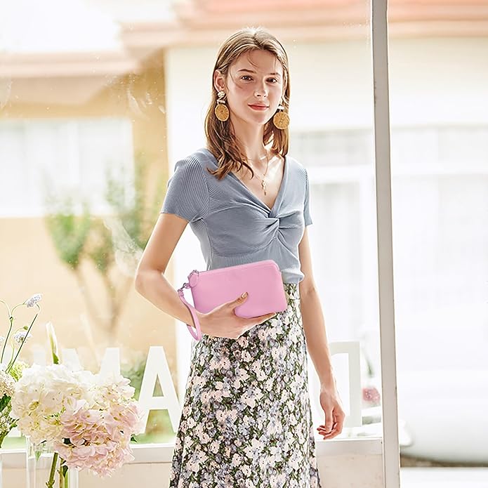 befen Genuine Leather Wristlet Clutch RFID Blocking Bag Cell Phone Wallet Purse Wristlet Wallet Purses and Handbags for Women