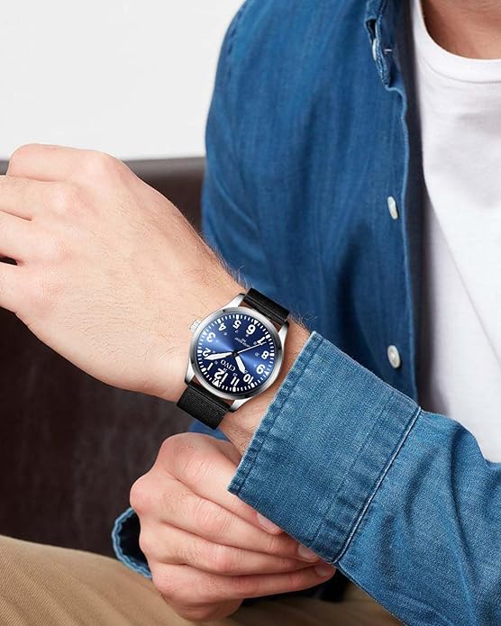 CIVO Analog Wrist Watches for Men: Waterproof Stainless Steel Mens Watches - Silver Watch with Easy Read Dial Men's Watch for Gift