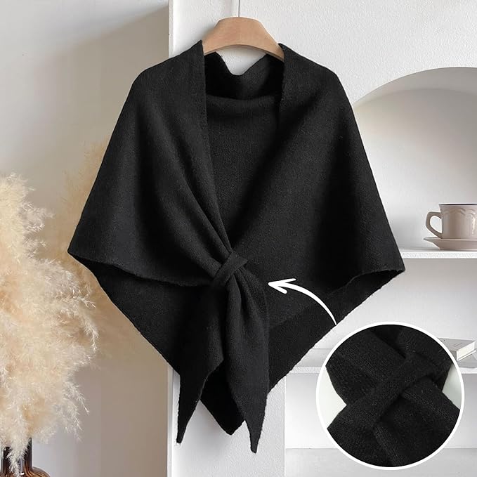 RIIQIICHY Shawl Wrap Women Pashmina Triangle Cape Knit Sweater Scarf for Fall Winter Fashion Accessory