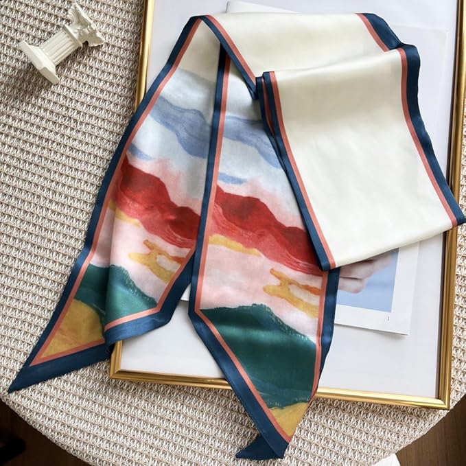 Silk Head Scarf for Hair Fashion Headwrap for Women Lightweight Neck Tie
