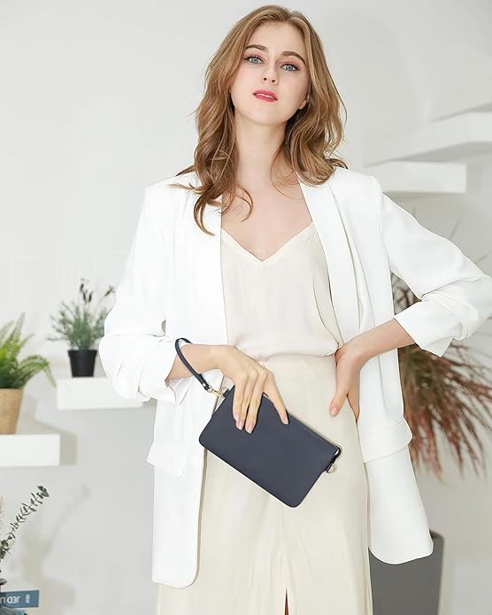 Wristlet Purses for Women, Vegan Leather Crossbody Evening Zip Clutch Bag with Strap | Vegan Leather, Evening, Zip, with Strap