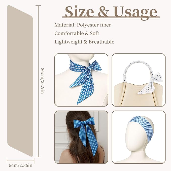 4 Pack Purse Scarf Handbags Skinny Twill Hair Scarves Narrow Neck Scarf Band Women Fashion Accessories Bag Charms