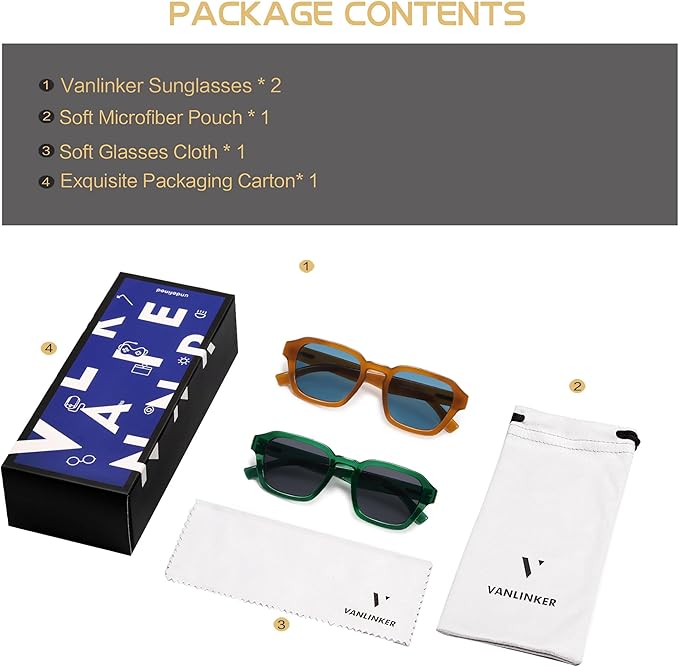 VANLINKER Retro Vintage Polarized Trendy Small Square Sunglasses for Women Men 2025 Fashion Shades VL9858