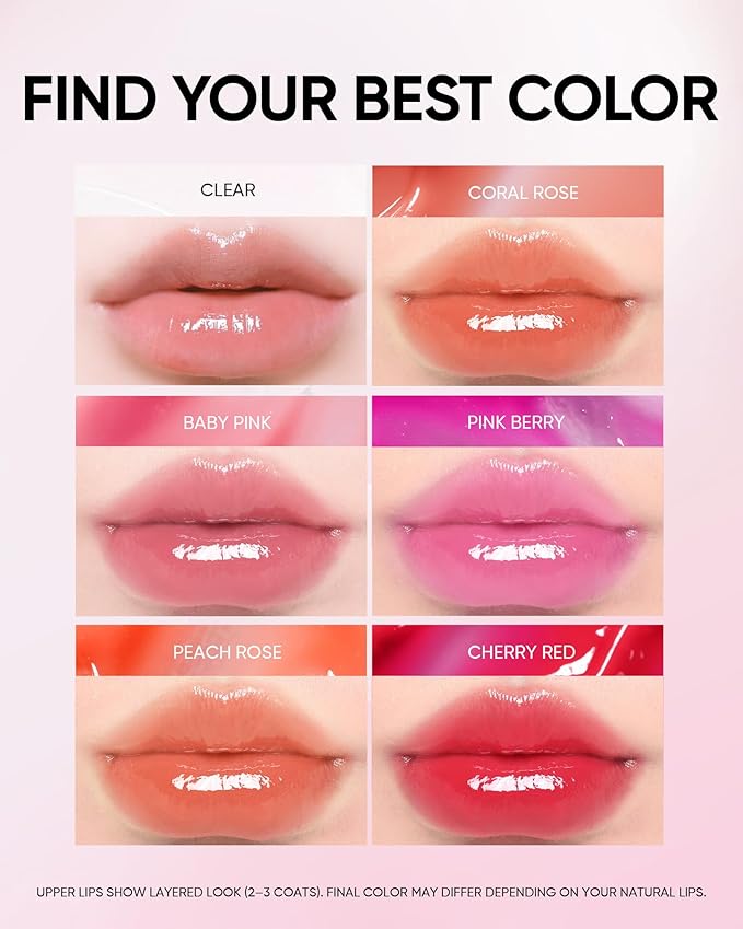 Peptide Brightening Lip Serum, Hydrating & Plumping Tinted Lip Gloss, Moisturizing Lip Balm with Polypeptides & Squalane for Glossy Sheer, Smooth Lips (01 Baby Pink)