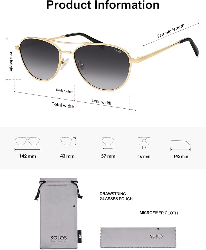 SOJOS Retro Polarized Aviator Sunglasses for Women Men Vintage 70s Style UV Protection Womens Mens Sun Glasses SJ1265