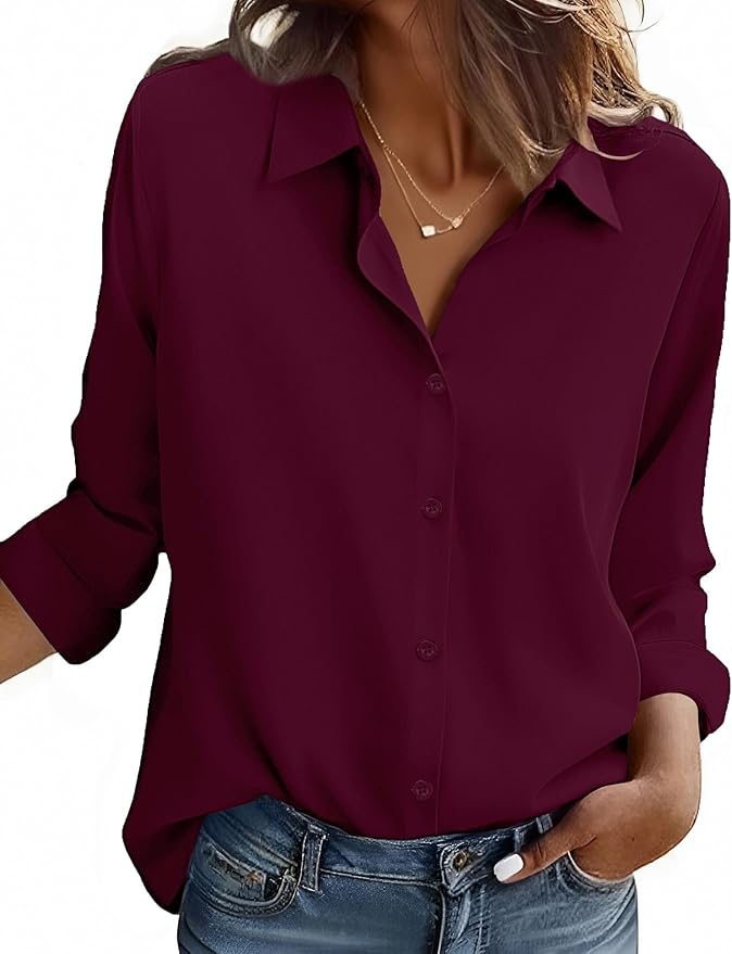 ZEAGOO Button Down Shirt for Women Long Sleeve Blouses Floral Printed Tops Business Casual Work Outfits S-XXL