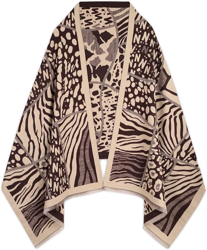 EXTREE Scarfs for Women Pashmina Silky Shawl Wrap for Evening Dressing Blanket Open Front Poncho Cape