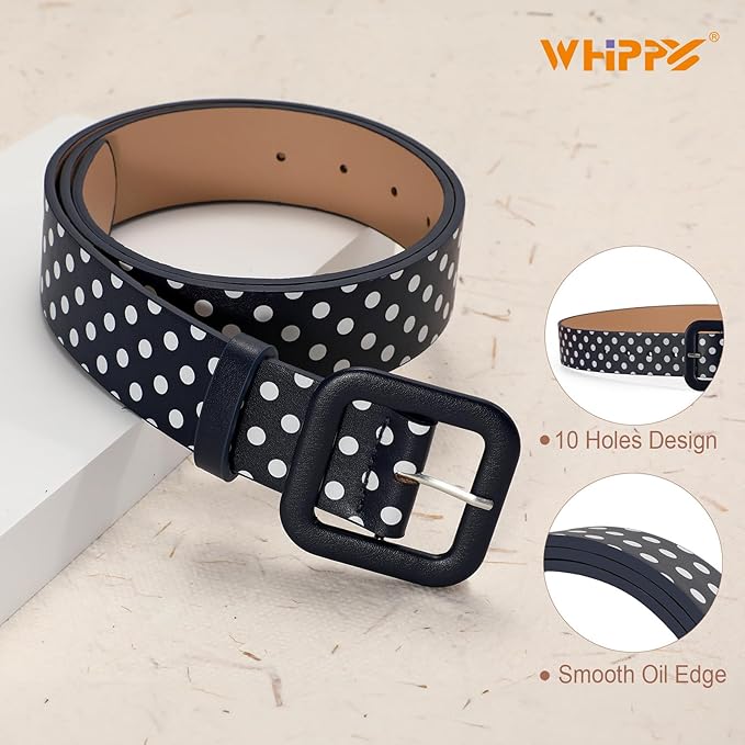 WHIPPY Women Leather Belt Candy Color Fashion Square Buckle Belt Ladies Belt for Jeans Pants Dresses