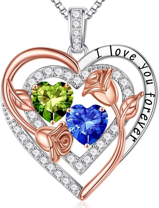 Iefil Mothers Day Gifts for Wife - Sterling Silver Birthstone Necklace Birthday Gifts for Her Wife