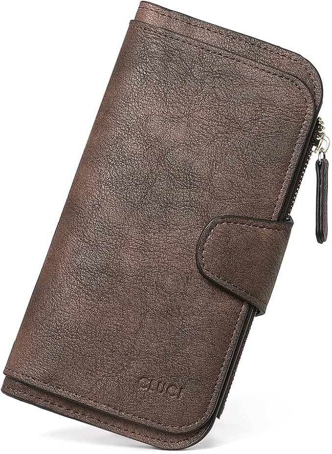 CLUCI Wallet For Women PU Leather RFID Blocking Womens Wallet Bifold Card Holder with ID Window Gifts for Women Birthday | RFID Blocking, Designer, Trifold, Card Holder, ID Window