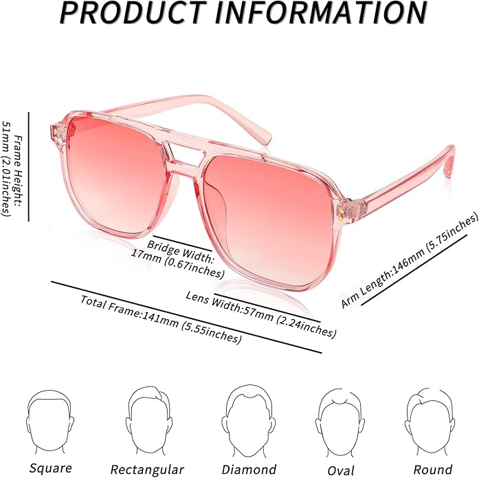 FEISEDY Retro Square Aviator Sunglasses Women Men 70s Vintage Trendy Plastic Frame Sun Glasses B2835