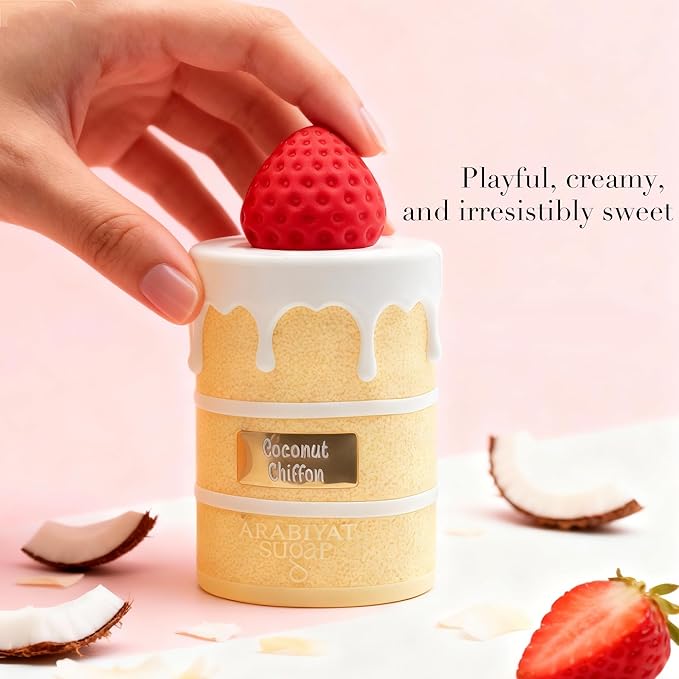 Coconut Chiffon Perfume for Women, Gourmand Scent with Vanilla & Toffee, Long Lasting Comforting EDP for Daily Use, 3.4 Fl Oz