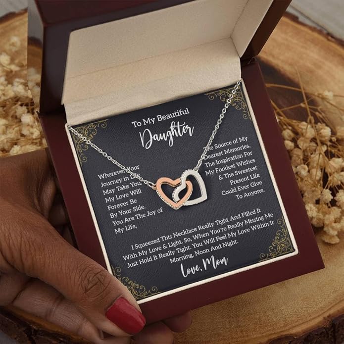 VIRAGIL To My Daughter Gift Necklace From Dad or Mom - Badass Daughter Jewelry With Heartfelt Message & Elegant Box