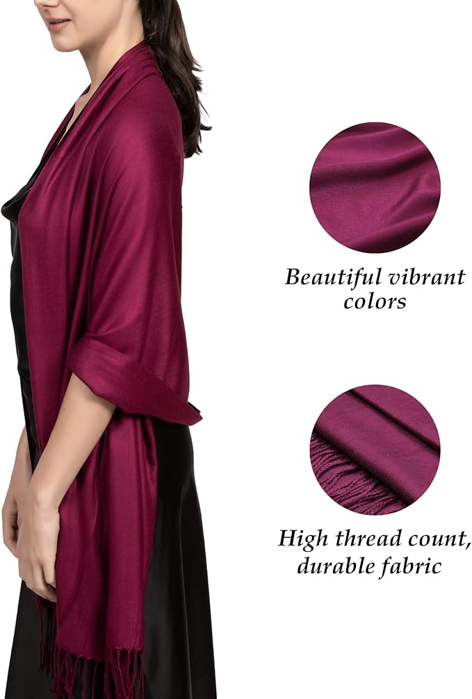Achillea Soft Silky Pashmina Scarf for Women – Shawl Wrap for Evening Dresses, Bridesmaids, Weddings & Everyday Wear