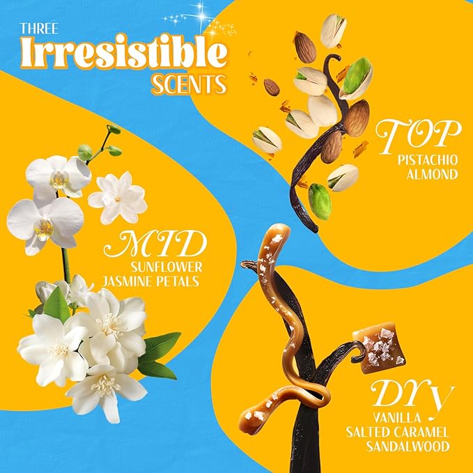 Sttes Perfume 02# (2 Packs) – Irresistible Sunshine – Long-Lasting Vanilla, Salted Caramel & Pistachio Gourmand Eau de Parfum 2×100ml (3.4 fl oz) – Warm Sweet Perfume Gift Set for Women