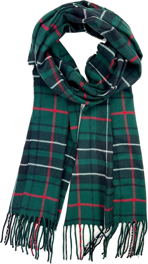 Plum Feathers Plaid Check and Solid Cashmere Feel Winter Scarf, Warm Scarfs, Cold Weather Accessories, Fringe Scarves