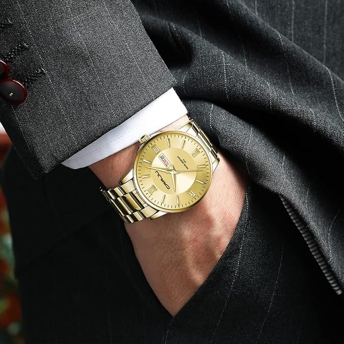 CRRJU Men's Fashion Luxury Stainless Steel Watches for Men Business Auto Date Chronograph Analog Quartz Wristwatches