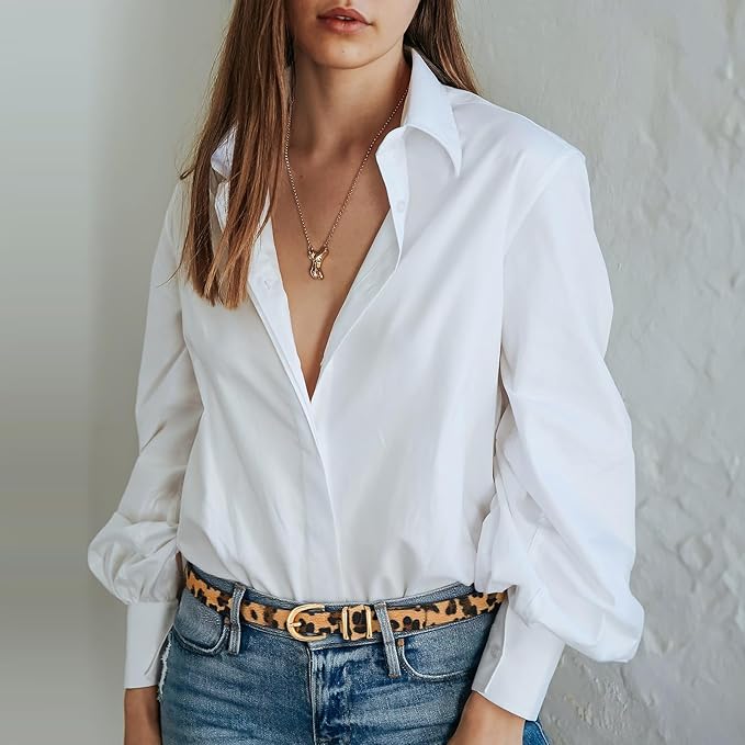 VONMELLI Womens Skinny Leather Belt Thin Waist Belts for Women Fashion Dress Jeans with Gold Buckle
