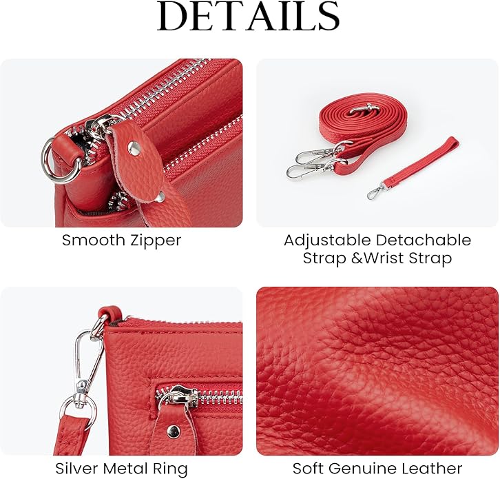 befen Genuine Leather Wristlet Clutch Wallet Purses with RFID Blocking, Small Crossbody Bags Shoulder Handbag for Women