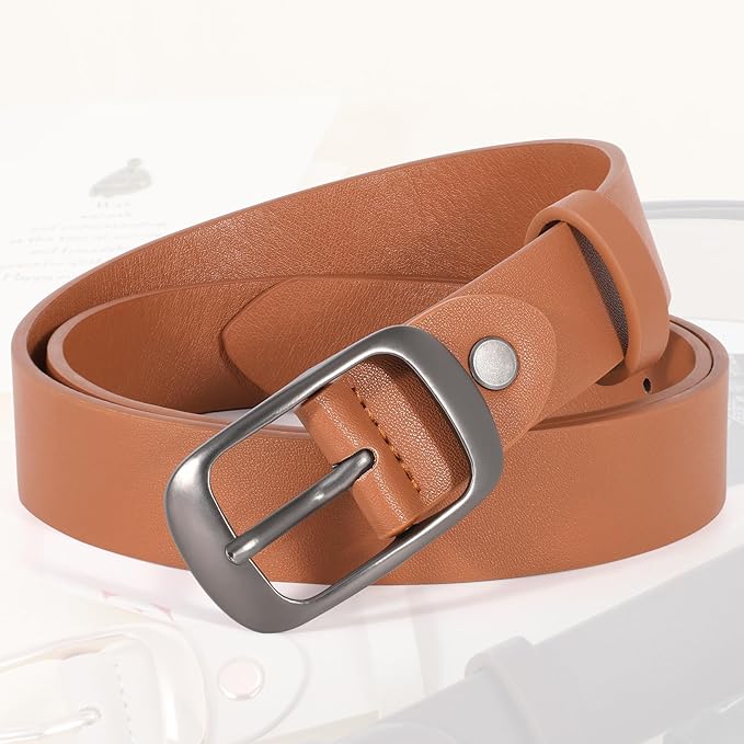 XZQTIVE 2 Pack Women Plus Size Leather Belts Fashion Cowhide Waist Belt with Solid Pin Buckle for Jeans Pants Dress