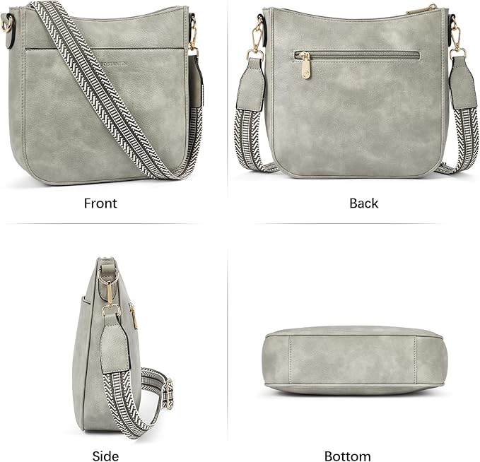 BOSTANTEN Crossbody Bags for Women Trendy Vegan Leather Hobo Purses Shoulder Handbags With Wide Shoulder Strap