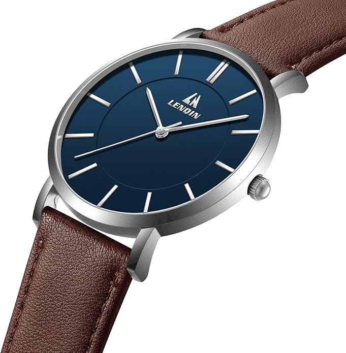 LN LENQIN Mens Watches Watches for Men Analog Quartz Watch 30M Waterproof Men's Wrist Watch Minimalist Fashion Business Mens Dress Designer Watch with Leather Band
