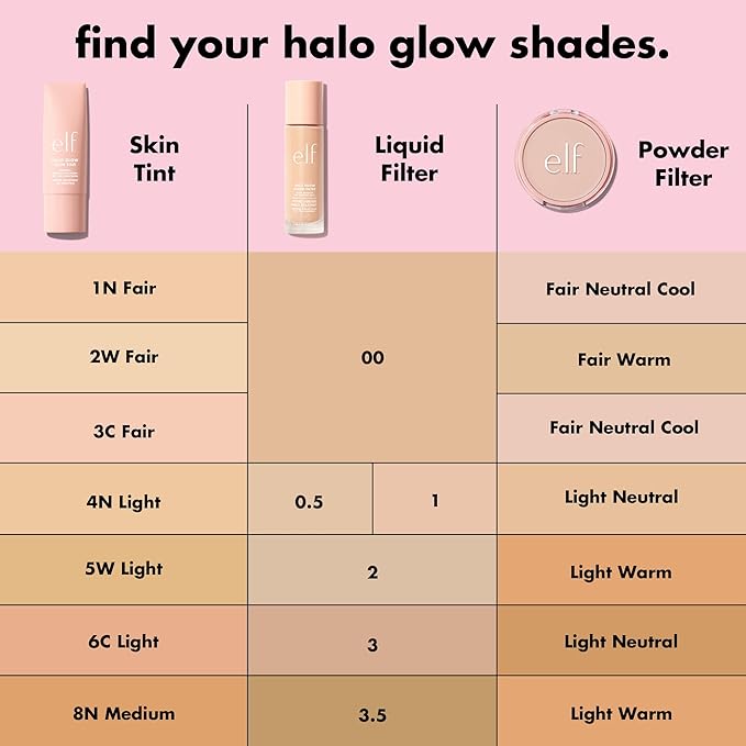 e.l.f. Halo Glow Liquid Filter, Complexion Booster For A Glowing, Soft-Focus Look, Infused With Hyaluronic Acid, Vegan & Cruelty-Free, 3 Light/Medium