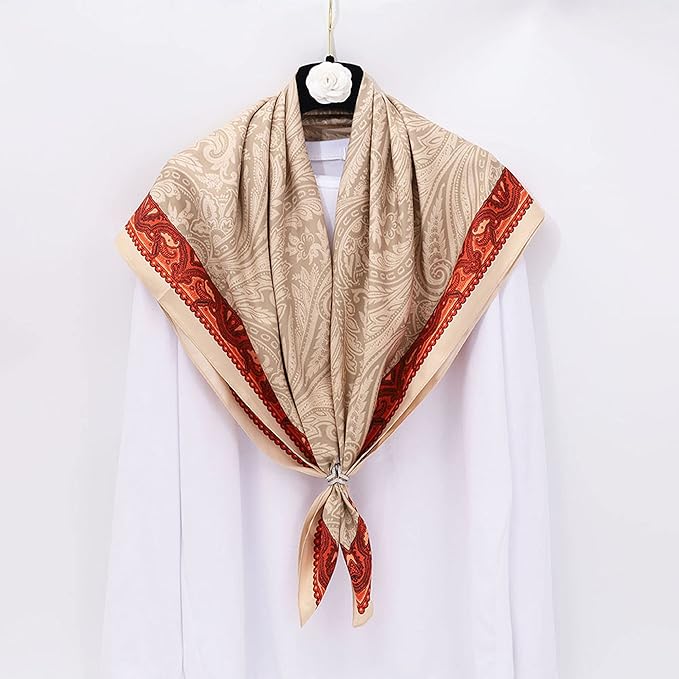 YOUR SMILE Silk Like Scarf Women's Fashion Pattern Large Square Satin Headscarf Headdress