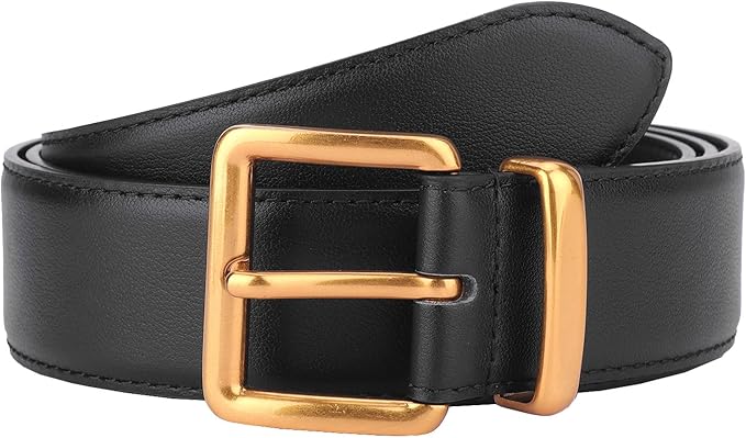 TINIDI Women Genuine Leather Belt for Jeans Pants Dress Fashion Ladies Waist Belt with Gold Buckle