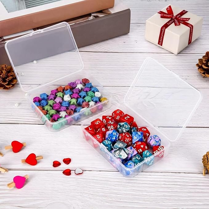 SATINIOR 24 Packs Small Clear Plastic Beads Storage Containers Box with Hinged Lid for Storage of Small Items, Crafts, Jewelry, Hardware (4.45 x 3.3 x 1.18 Inches)