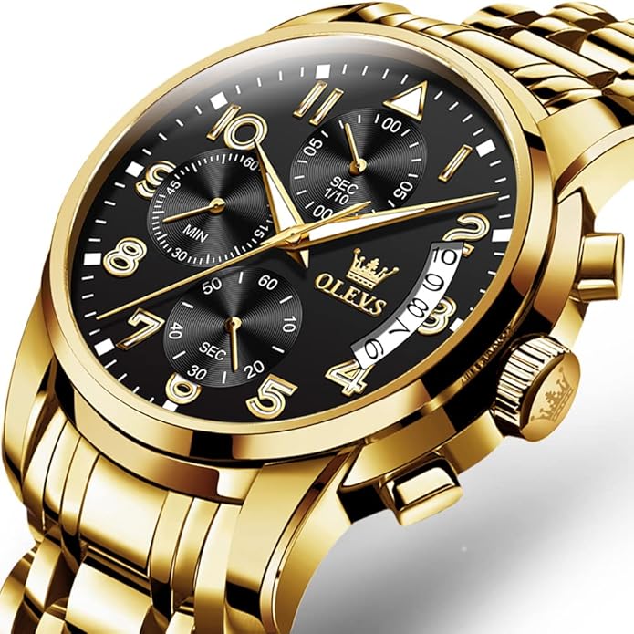 OLEVS Mens Watches Waterproof Stainless Steel Adjustable Bracelet Watch Quartz Analog Watch for Men Fashion Business Classic Mens's Wrist watch's Casual Watches Gold/Blue/Black/White/Face/Dial