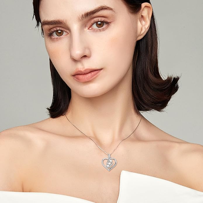 Rose Heart Birthstone Necklace for Women - Solid S925 Sterling Silver with Rose Gold Plated Infinity Symbol of Love Valentine's, Mother's Day, Anniversary, Christmas Birthday Gift for Her, Mom, Wife, or Girlfriend.