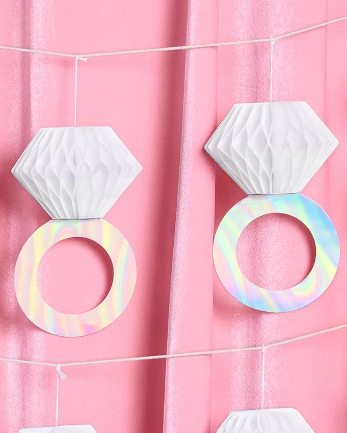 xo, Fetti Diamond Ring 3D Banner - 5 Ft. | Engagement Party Decoration, Tying The Knot Proposal Decor, Bachelorette Backdrop, Just Married, Bridal Shower, She Said Yes