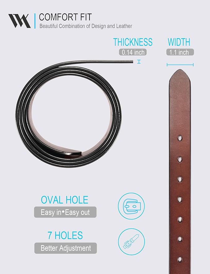 WOLFANT Womens Belts for Jeans in Gift Box,1.1" Ladies Belt with Gold Buckle,100% Italian Full Grain Real Solid Leather