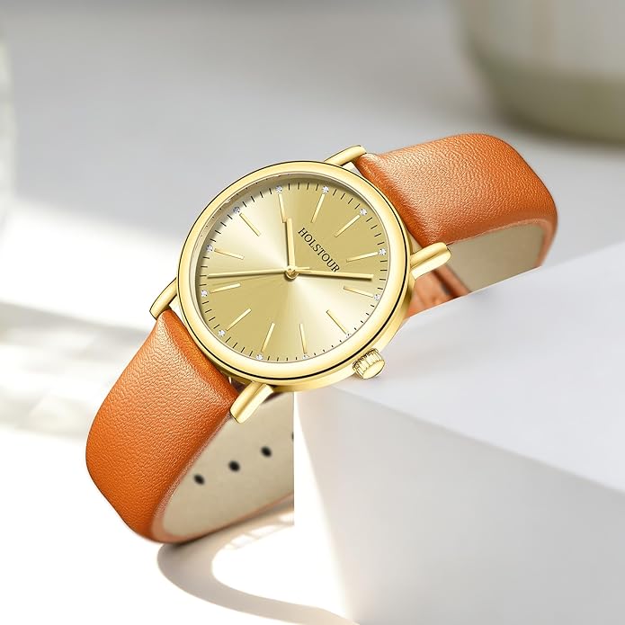 Watches for Women Crystal Accented Fashion Watch with Leather Band Gifts for Women