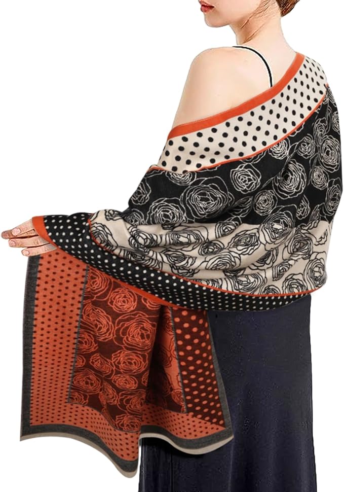 EXTREE Scarfs for Women Pashmina Silky Shawl Wrap for Evening Dressing Blanket Open Front Poncho Cape