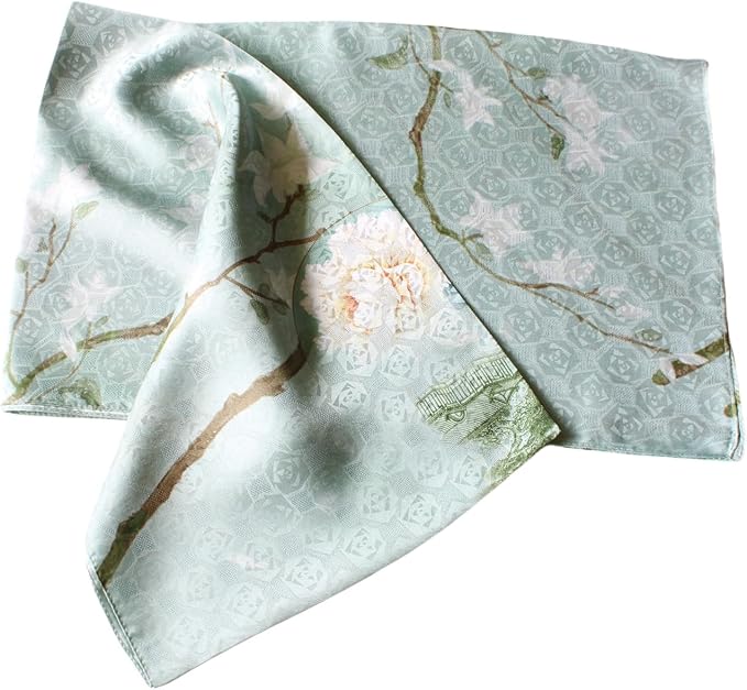 100% Mulberry Silk Scarfs for Women Floral Print Satin Long Scarf for Headscarf Hair Wraps Shawl with Gift Packed
