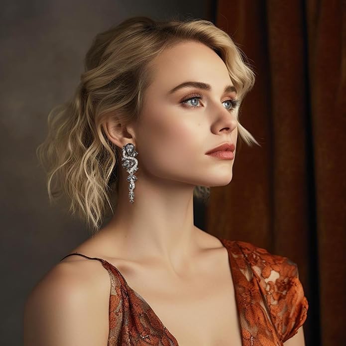 Fashion Rhinestone Statement Drop Dangle Earrings Long Colorful Crystal Bridal Wedding Teardrop Chandelier Earrings for Women Prom Pageant