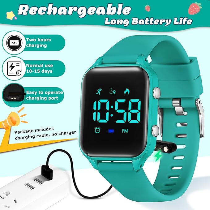 L LAVAREDO Kids Digital Watches for Boys Girls,Waterproof Sport Watch with Pedometer Stopwatch Vibration Alarm for Ages 5-13,No App Fitness Tracker Watch for Kids Teens Birthday Christmas Gifts