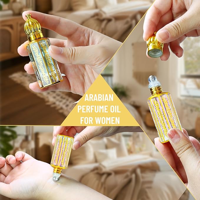 MR.A 3Pack Arabian Perfume for Women, Arabic Long Lasting Roll On Parfum Oils Gift Set, Luxury Arab Parfume Oil for Women Travel Mini Size, Eau de Parfum Parfume, Arabe Roller ball Pheromone Perfume