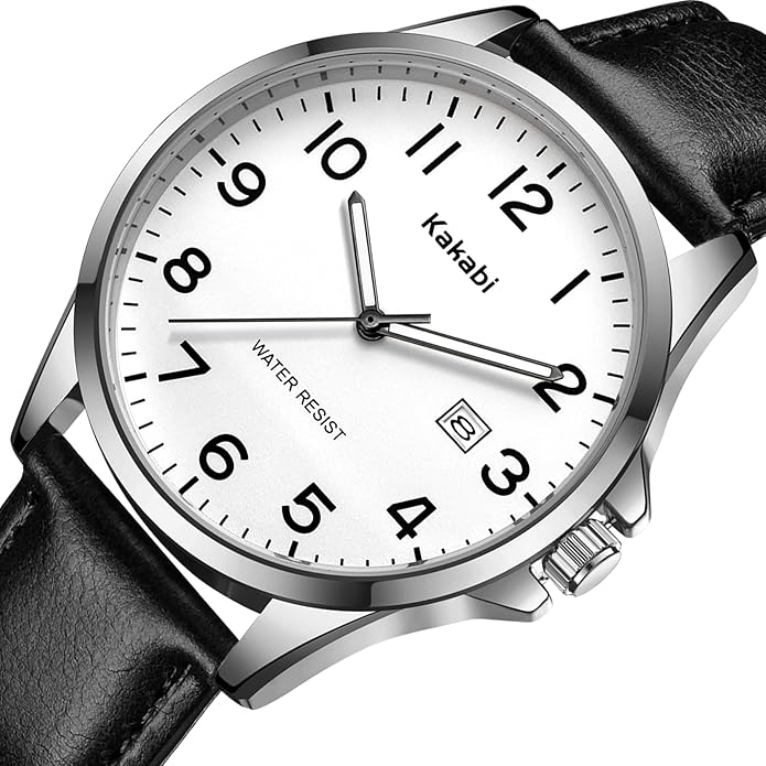 Watch for Men, Fashion Minimalist Wrist Watch Waterproof Quartz Analog Date with Leather Strap