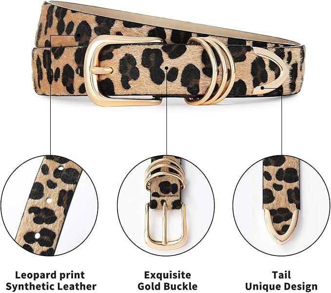 Belts for Women with Gold Buckle Faux Leather Belts Fashion Casual belts for jeans