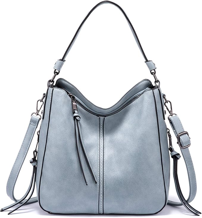 Realer Hobo Crossbody Bags for Women Designer Faux Leather Hobo Handbags Retro Large Size Shoulder Bag Bucket Purse