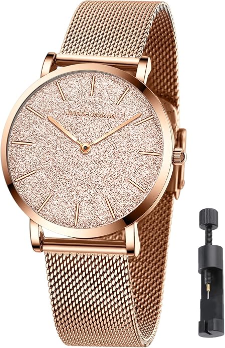 HANNAH MARTIN Watches for Women Waterproof Ladies Analog Quartz Wrist Watches Stainless Steel Band Fashion Dainty Female Watch Luxury Bracelet Diamond