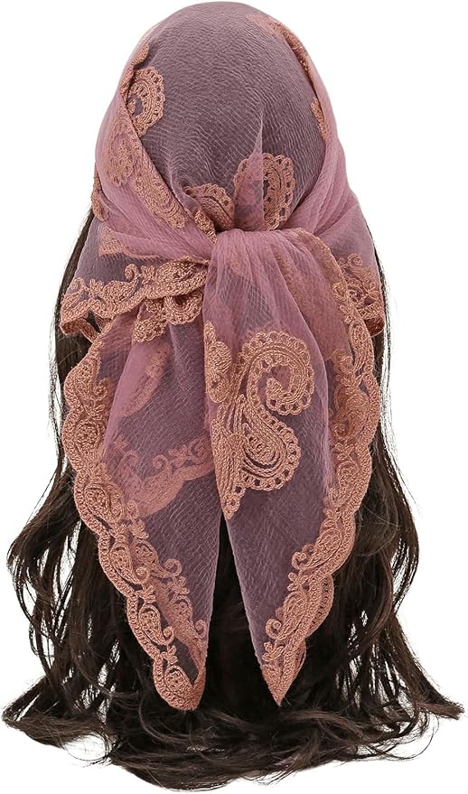 Floerns Women's Flower Embroidery Hair Scarf Headband Sheer Lace Hair Bandana