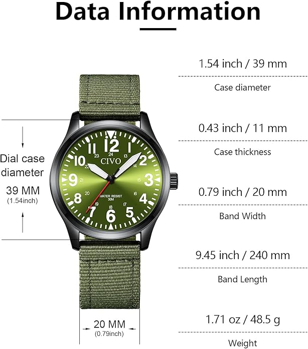 CIVO Analog Wrist Watches for Men: Waterproof Stainless Steel Mens Watches - Silver Watch with Easy Read Dial Men's Watch for Gift