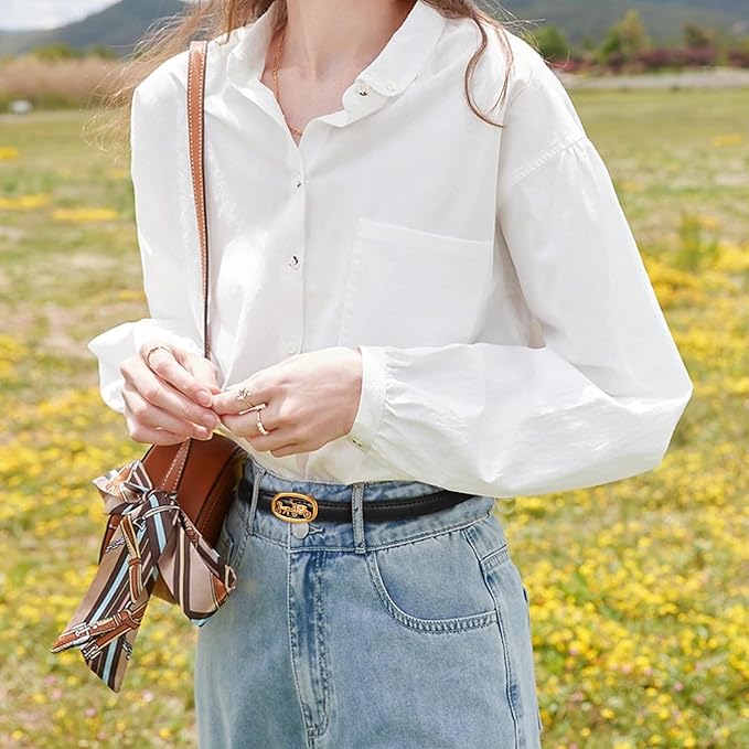 Relang Women's Belts with Gold Buckle, Fashion Waist Band, Elegant Ladies' Belt, Gift for Women