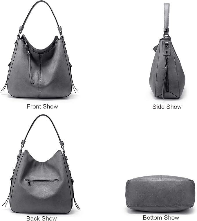 Realer Hobo Crossbody Bags for Women Designer Faux Leather Hobo Handbags Retro Large Size Shoulder Bag Bucket Purse