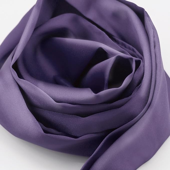 Long Satin Neckerchief Versatile Ribbon Tie Neck Scarf Solid Color Skinny Womens Tie